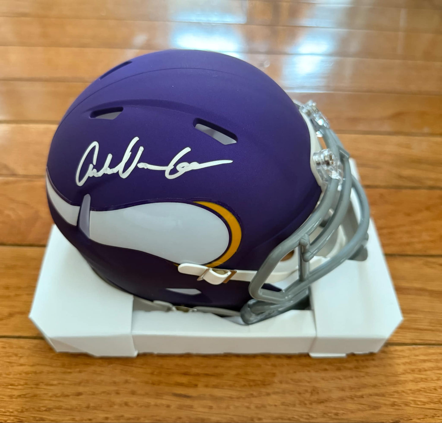 AUTO/AUTOGRAPHED ANDREW VAN GINKEL VIKINGS PURPLE SPEED MINI HELMET JSA