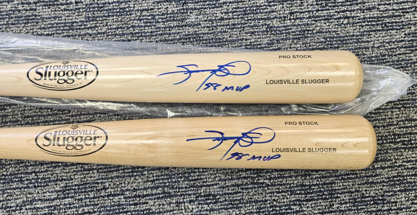 Auto/Autographed Sammy Sosa Chicago Cubs Blonde Louisville Slugger 98 NP MVP INSCRIPTION Bat BAS