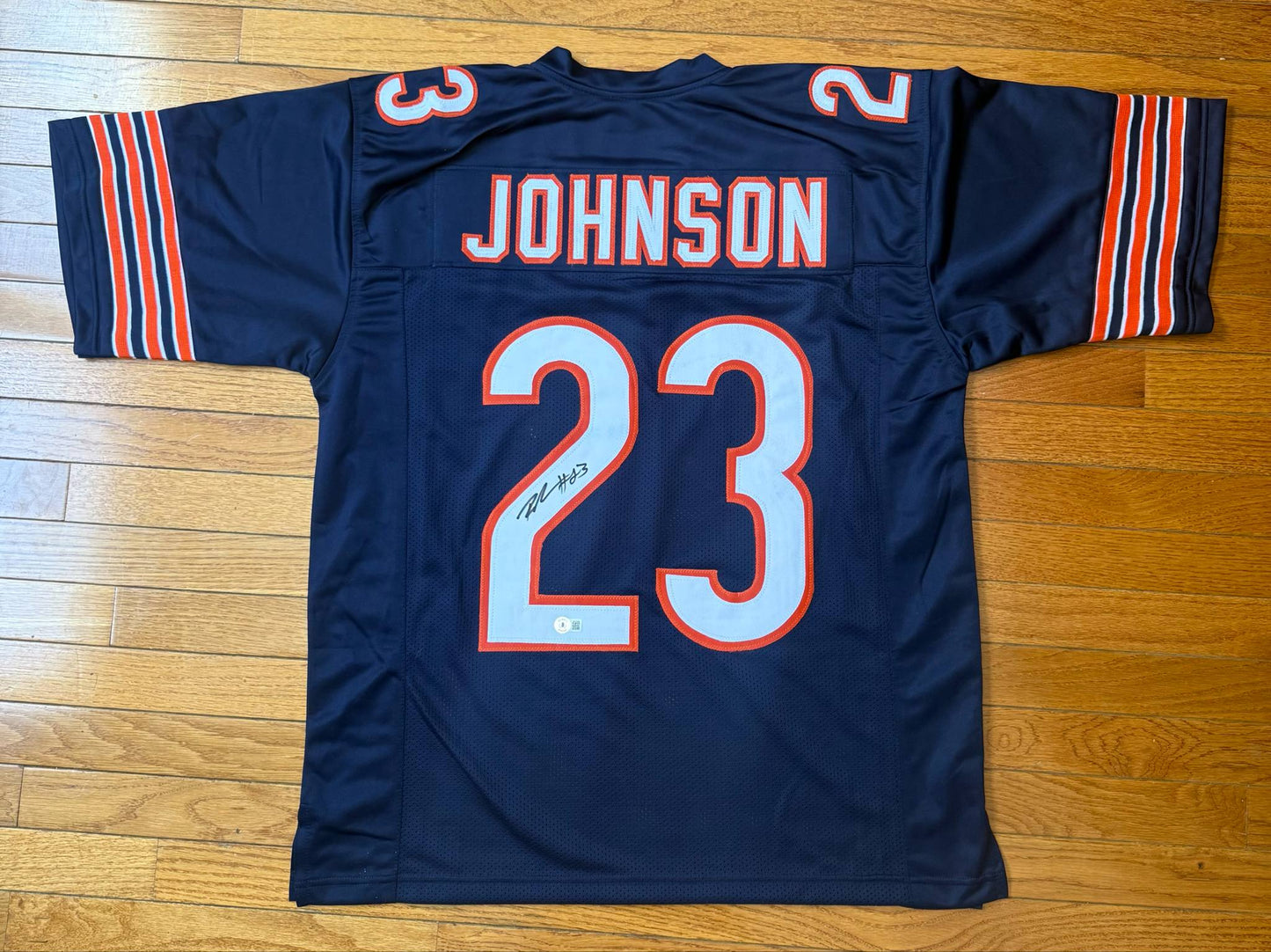 Signed/Autographed Roschon Johnson Chicago Navy Custom Football Jersey (BAS)