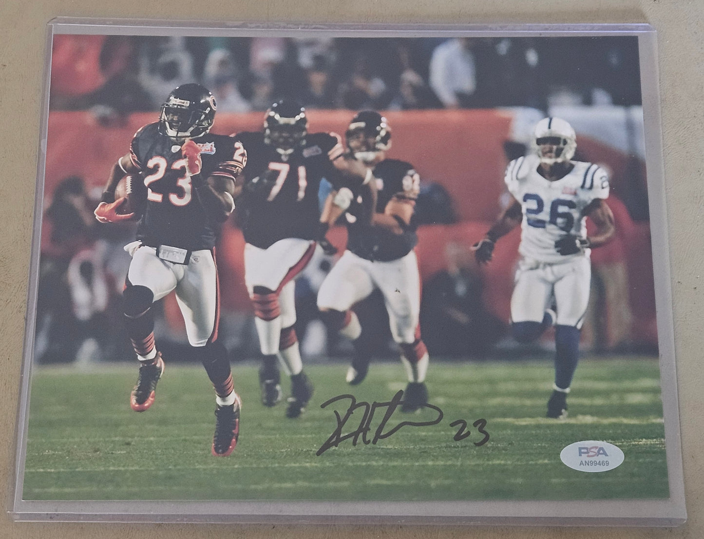 DEVIN HESTER 8X10 SUPER BOWL RETURN TD PSA COA