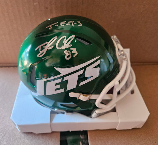 Tyler Conklin signed Mini Inscribed J-E-T-S JSA WHITE FACE MASK