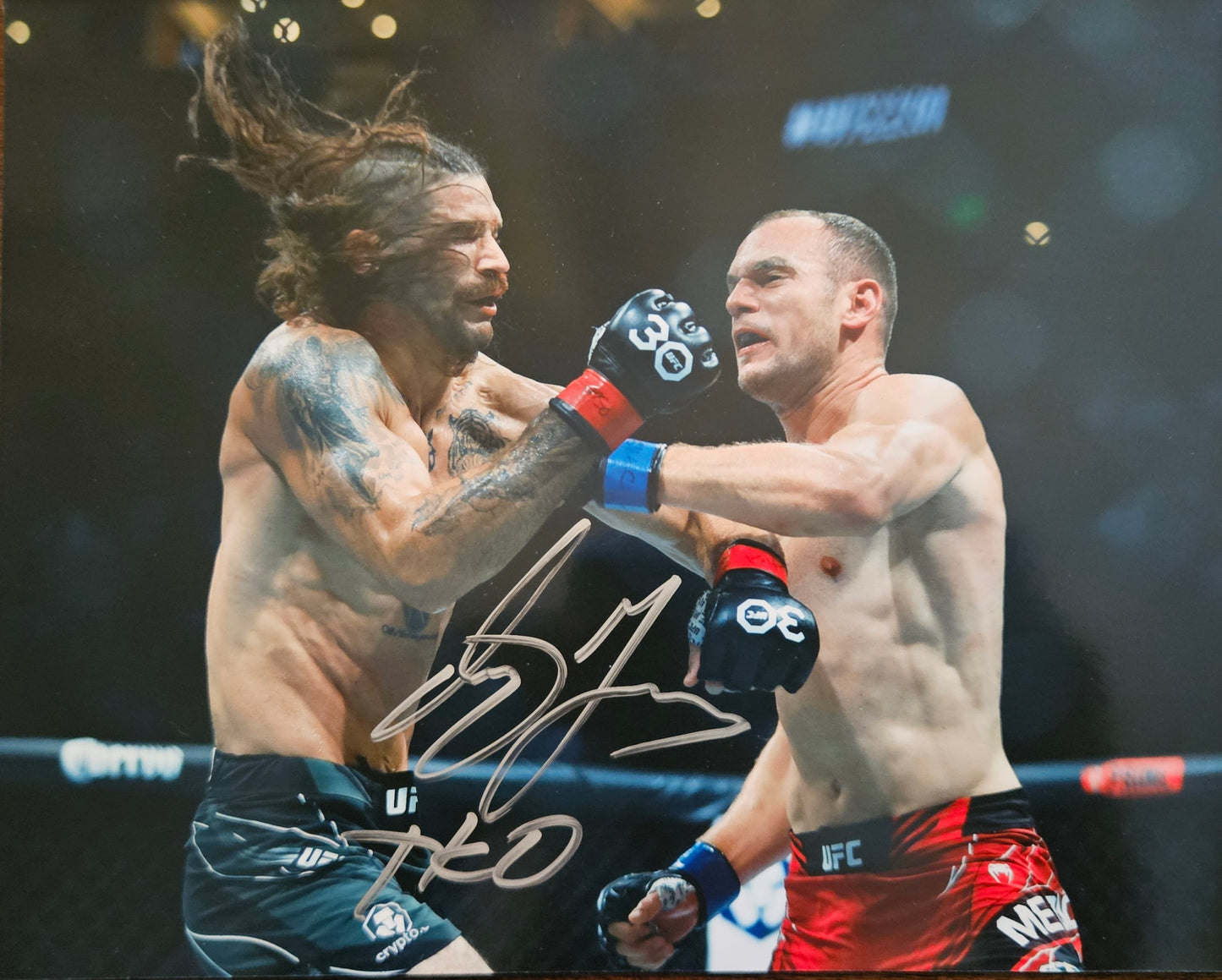 Uros Medic Autographed Signed 8x10 Punch Image Silver Ink "TKO"