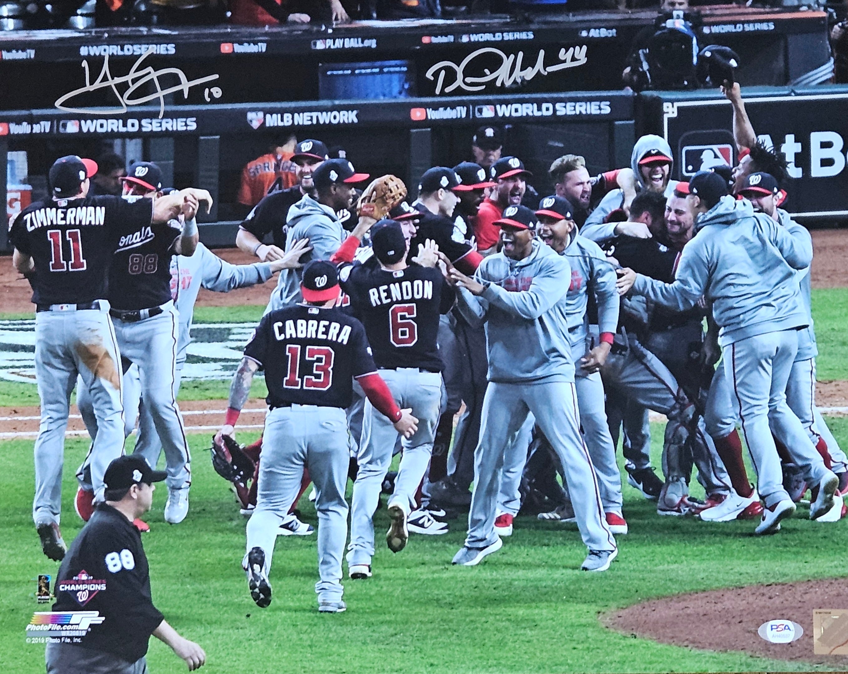 Auto/Autographed Yan Gomez & Daniel Hudson Last Out Team Celebration PSA COA NO CARD