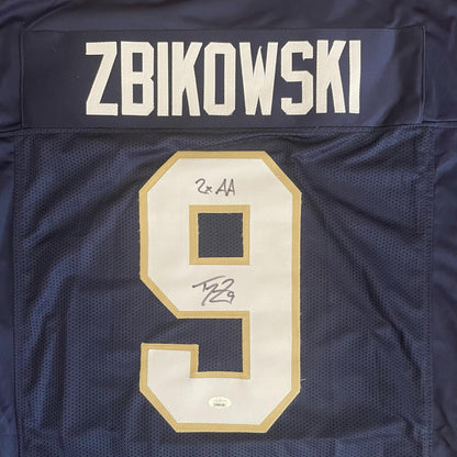 Tom Zbikowski Blue Custom Jersey BAS COA Xl (2X AA)