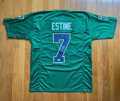 Audric Estime Green Custom Jersey JSA COA