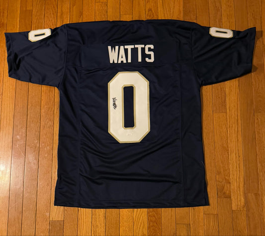 Auto/Autographed Xaiver Watts Norte Dame Navy Custom Jersey JSA COA XL