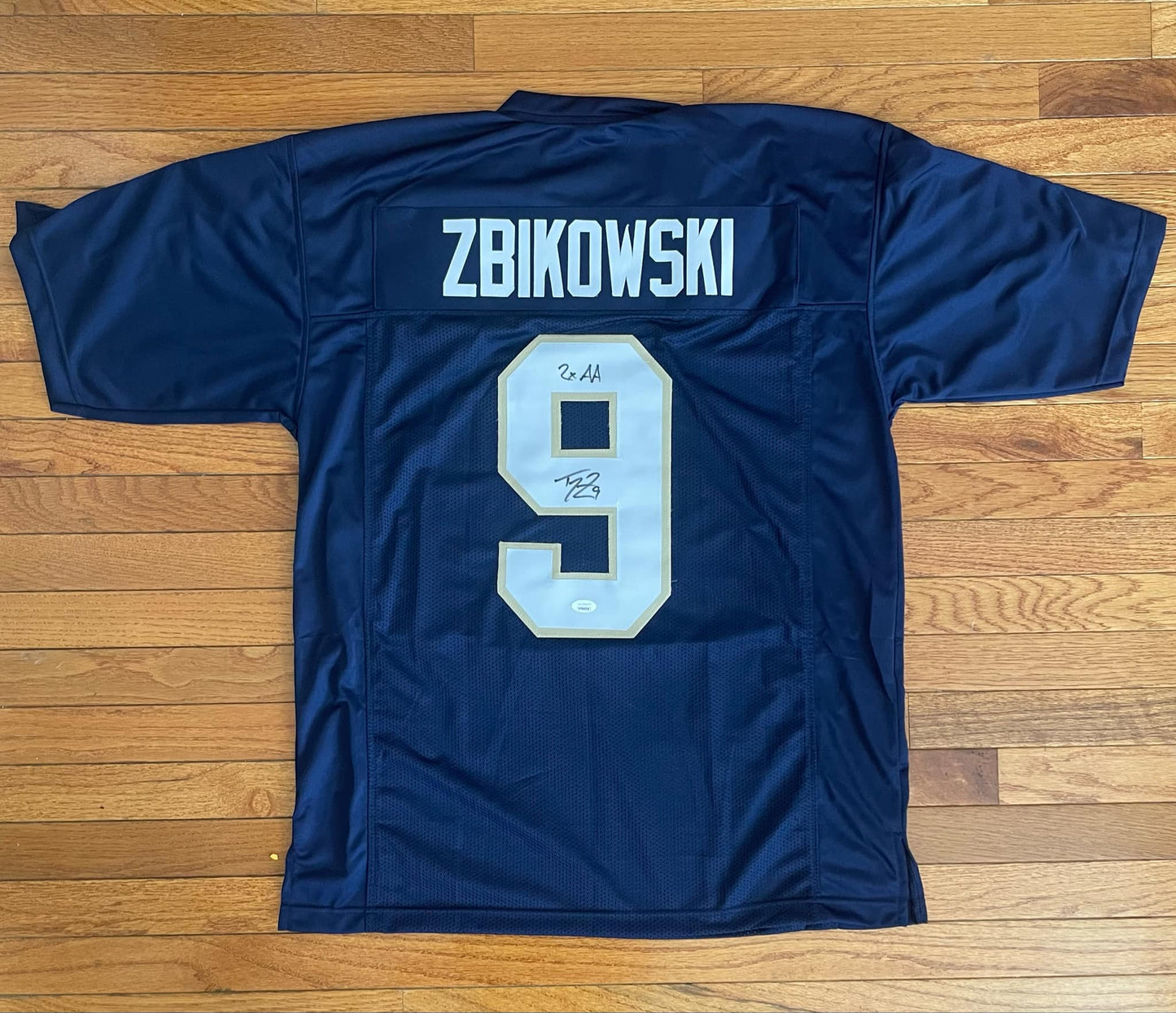 Tom Zbikowski Blue Custom Jersey BAS COA Xl (2X AA)