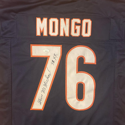 Steve Mcmichael Mongo Customs Navy Jersey SUPER INSCRIPTION JSA