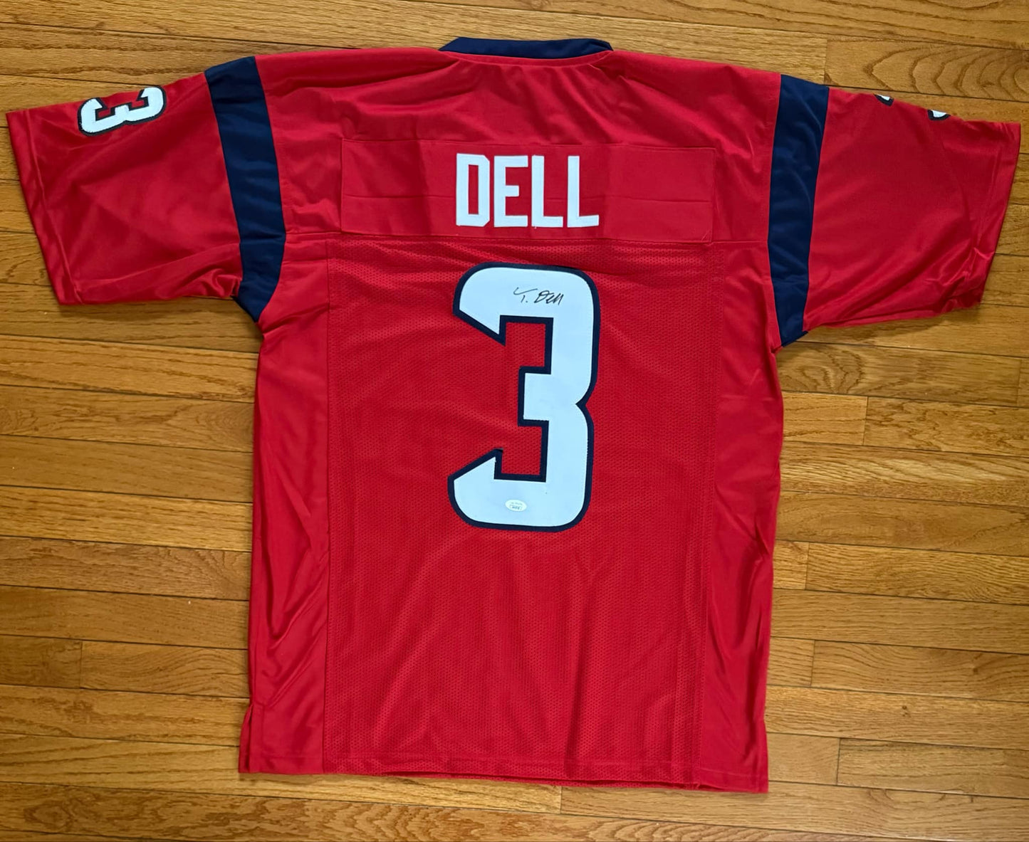 Tank Dell Red Texans Custom Jersey JSA COA