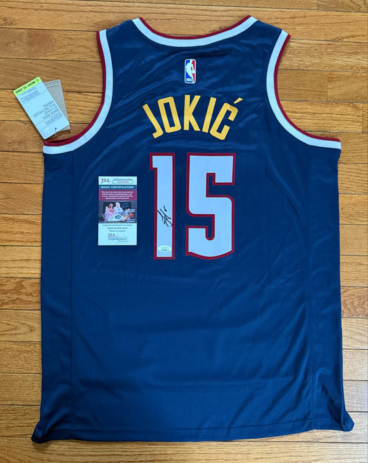 Nuggets Nikola Jokic Authentic Signed Navy Blue Nike Swingman Jersey Size 48 JSA COA