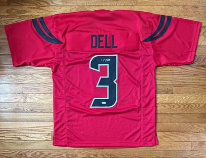 Tank Dell Red Black Texans Custom Jersey JSA COA