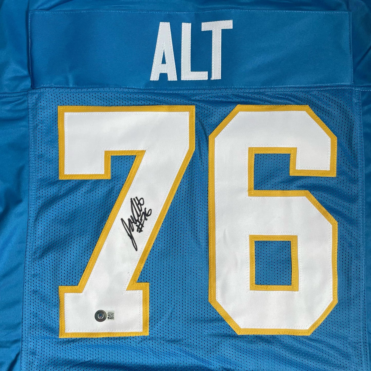 Joe Alt Chargers Custom Auto Jersey BAS COA XL