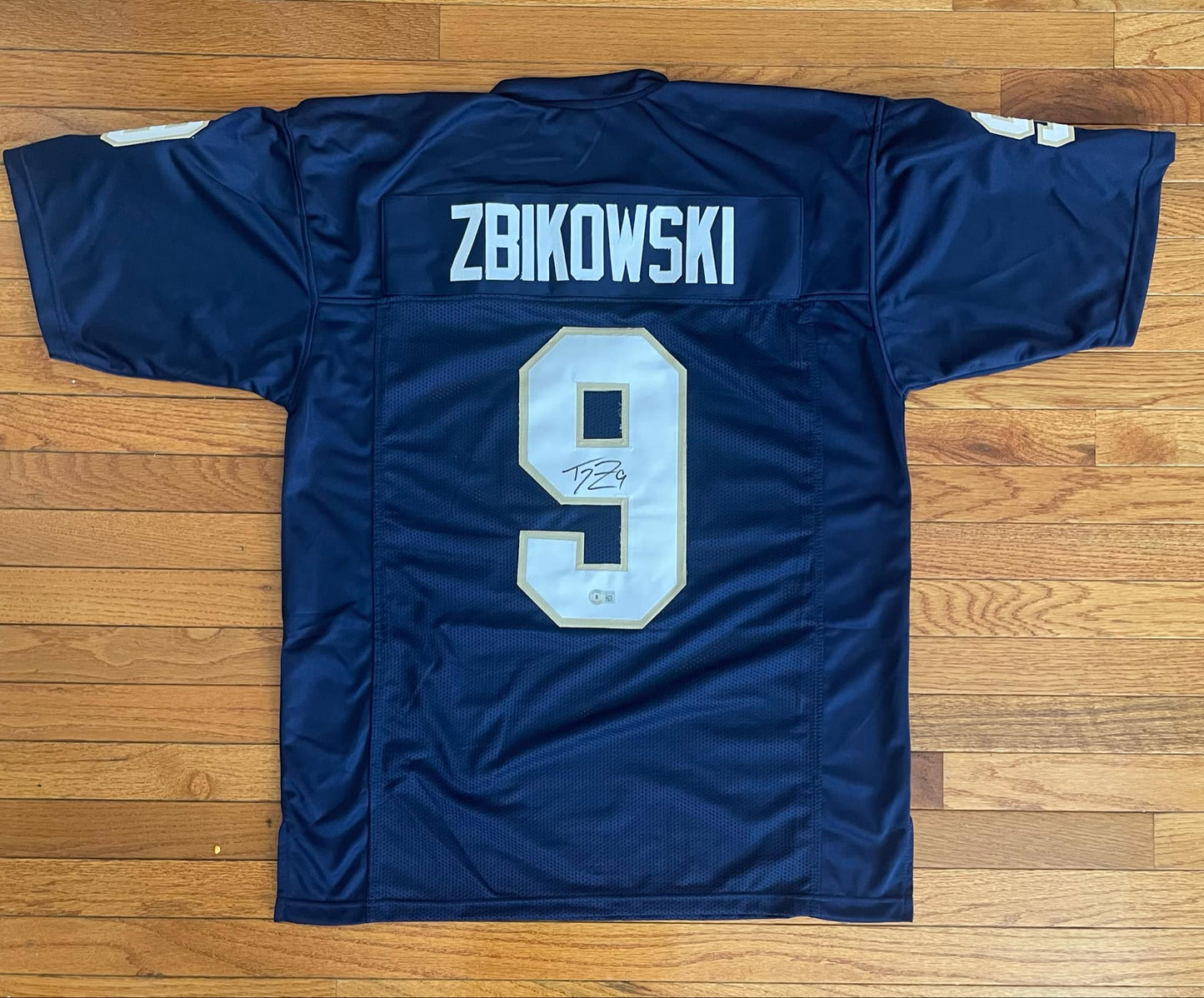 Tom Zbikowski Blue Custom Jersey BAS COA Xl