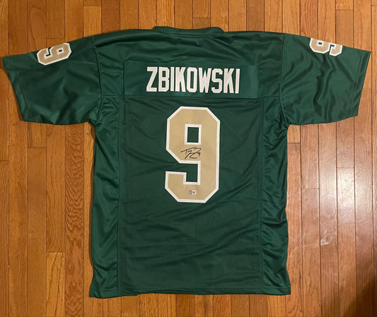 Tom Zbikowski Green Custom Jersey BAS COA