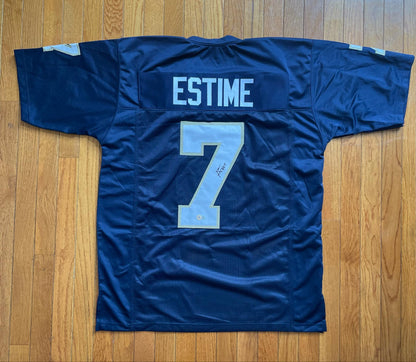 Audric Estime Blue Custom Jersey JSA COA