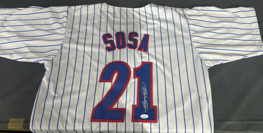 Sammy Sosa Signed Custom Pinstripe Jersey JSA WITNESS COA