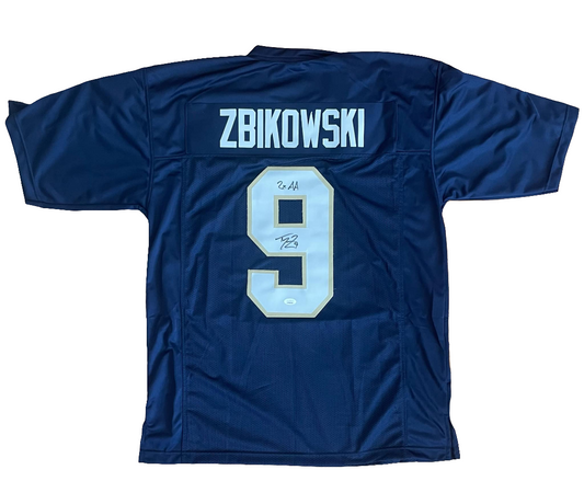 Tom Zbikowski Blue Custom Jersey BAS COA XL (2X AA)