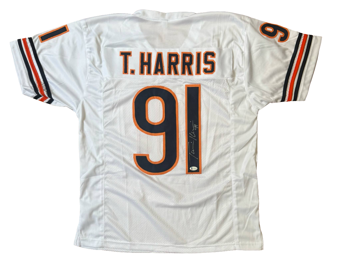 Signed/Autographed Tommie Harris Bears White Custom Jersey Beckett Coa