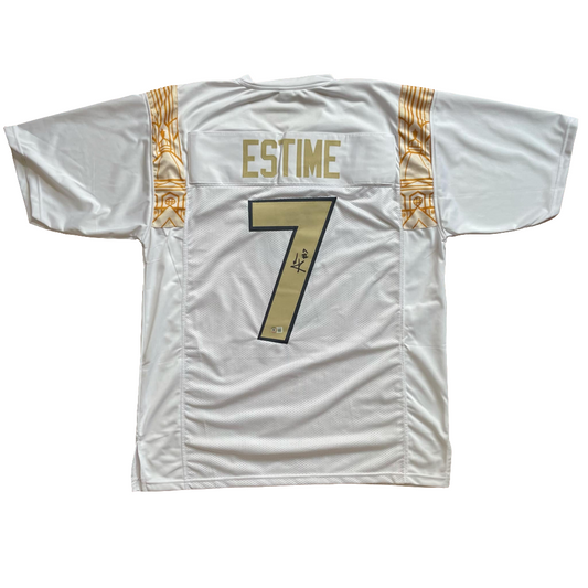 Audric Estime White Custom Jersey JSA COA