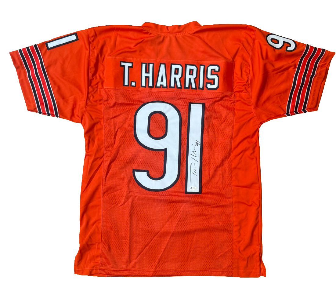 Signed/Autographed Tommie Harris Bears Orange ALT Custom Jersey Beckett Coa