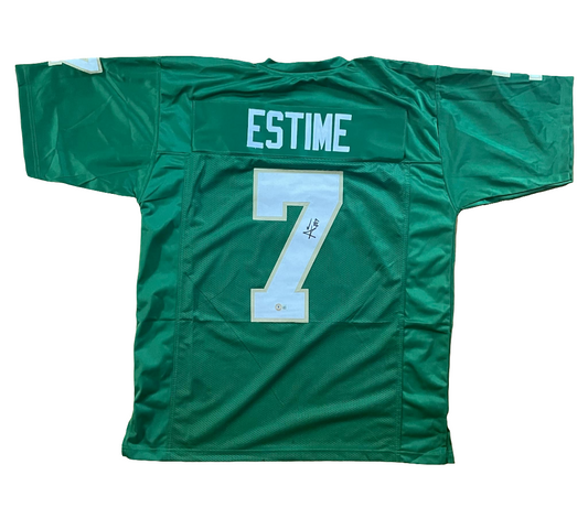 Audric Estime Green White Gold Custom Jersey JSA COA