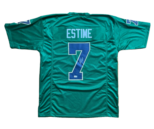 Audric Estime Green Custom Jersey JSA COA