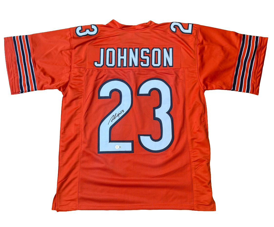 Signed/Autographed Roschon Johnson Chicago Orange Custom Football Jersey (BAS)