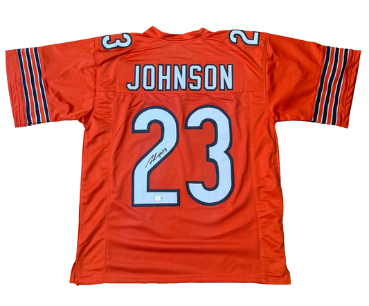 Signed/Autographed Roschon Johnson Chicago Orange Custom Football Jersey (BAS)