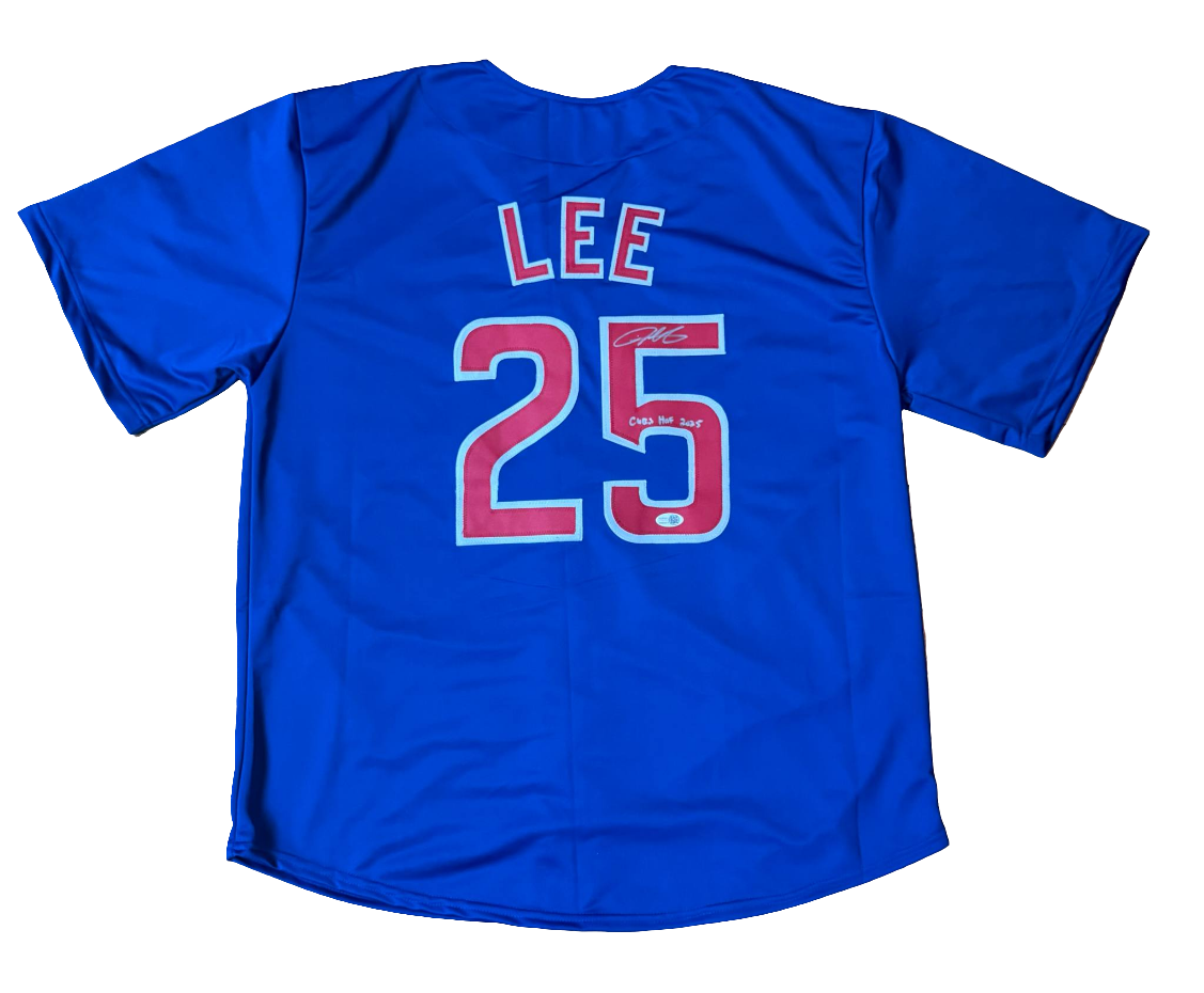 Signed/Autographed Derrek Lee Cubs HOF Custom Blue Chicago Cubs Jersey JSA COA