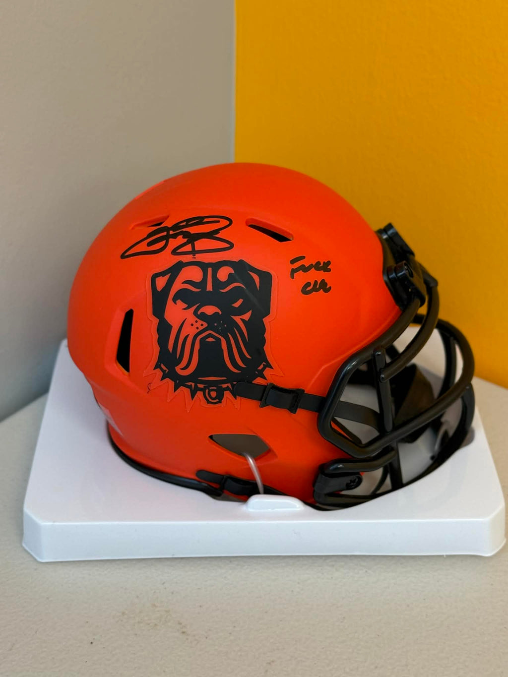 Johnny Manziel Signed Browns Rave Mini Helmet w F**K Cleveland Beckett W BAS COA
