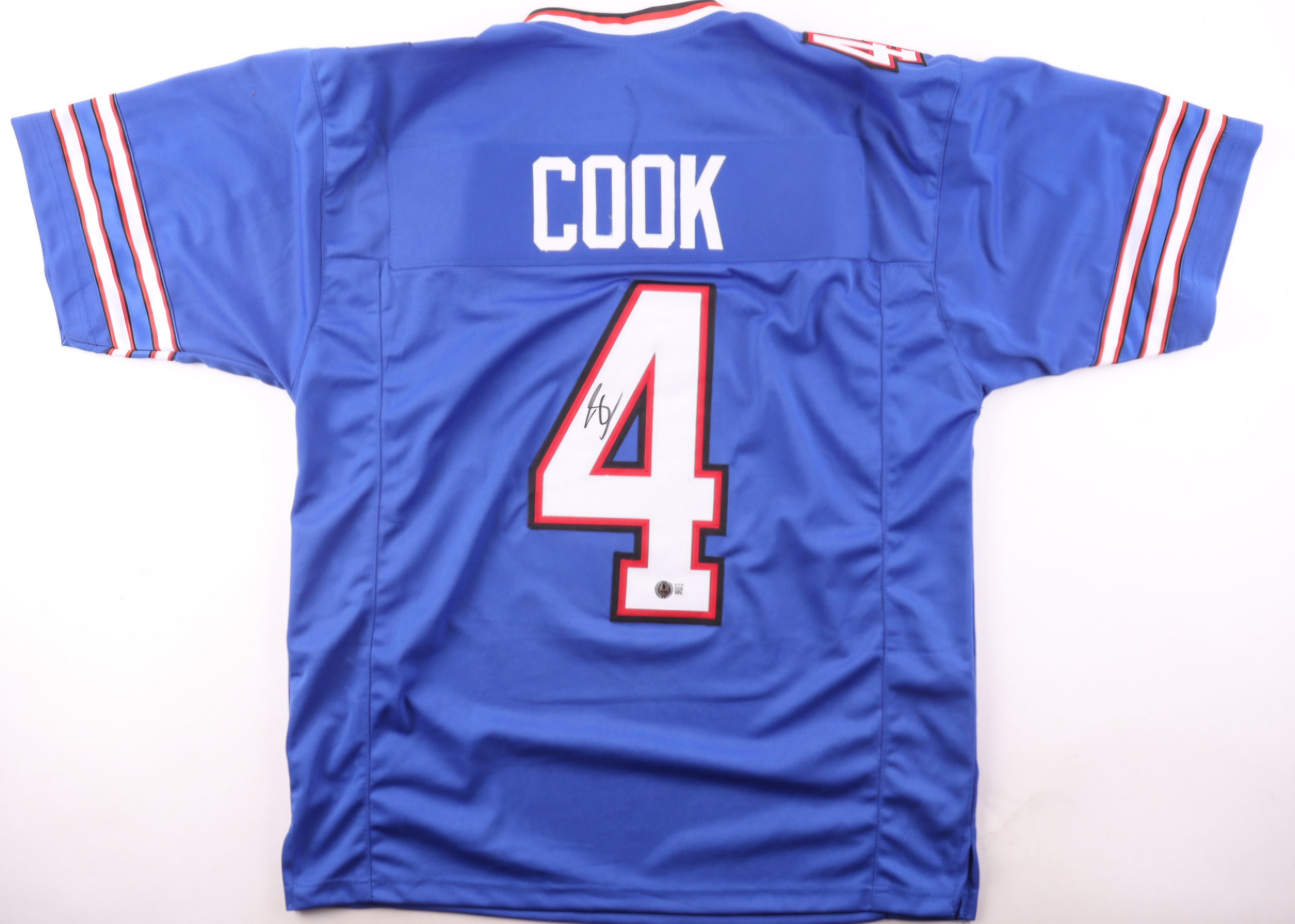 James Cook Signed Custom Blue Jersey (Beckett)