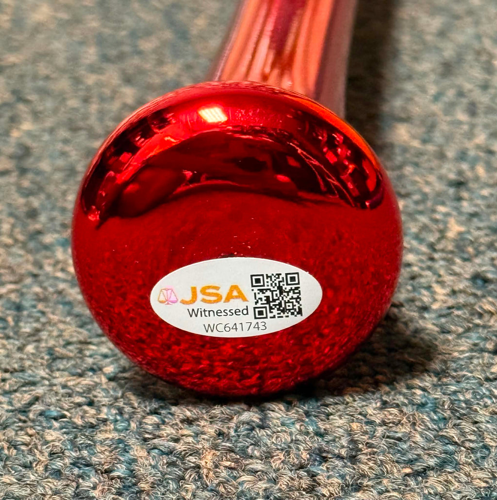 Sammy Sosa Chrome Red Bat Signed/Autographed Stat Inscriptions JSA WITNESS