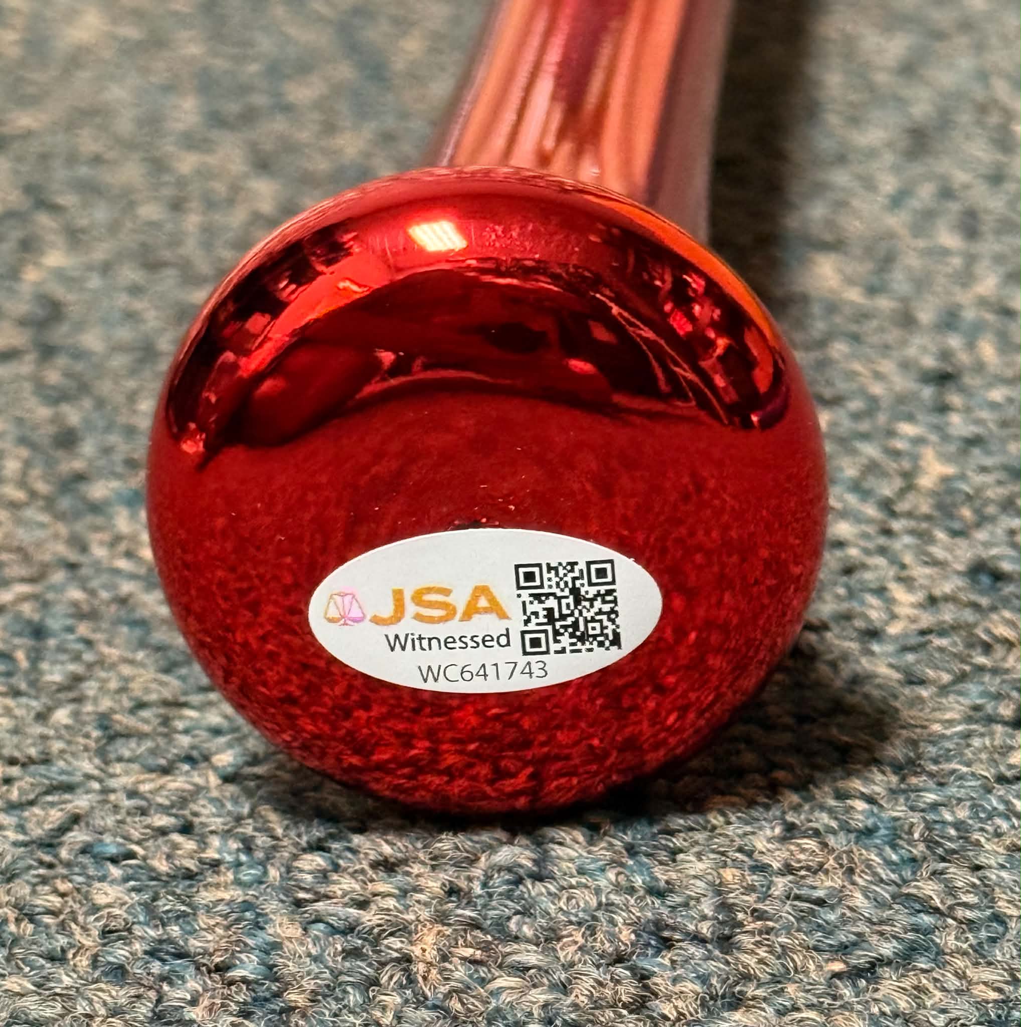 Sammy Sosa Chrome Red Bat Signed/Autographed Stat Inscriptions JSA WITNESS