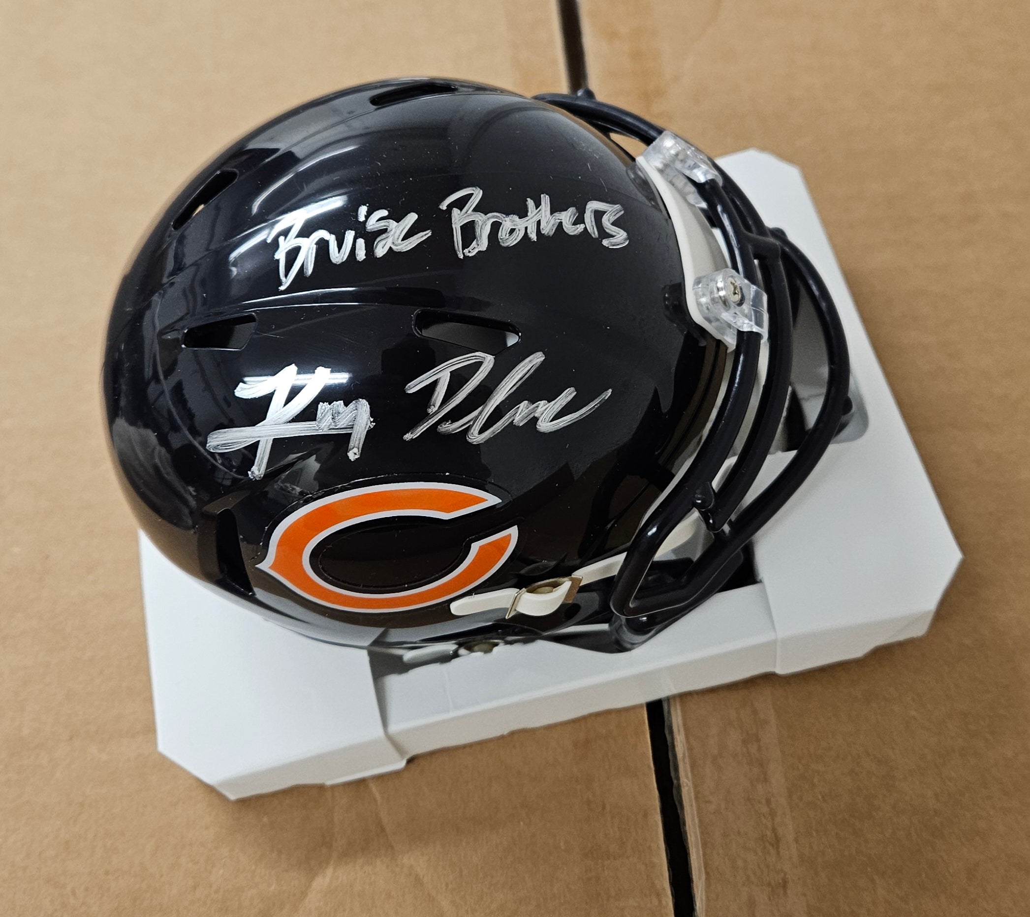 KYLE MONANGAI & D'ANDRE SWIFT DUAL SIGNED "BRUISE BROTHERS" MINI HELMET JSA