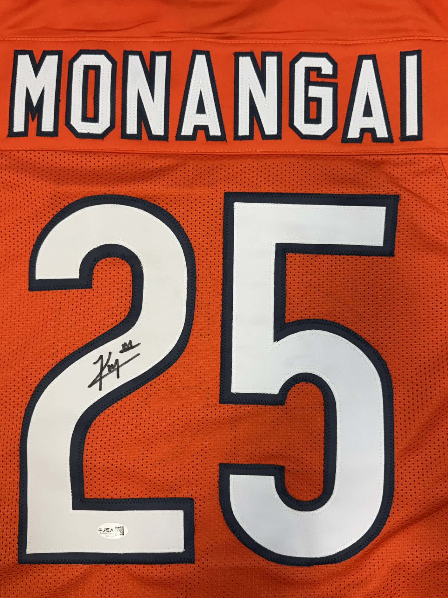 KYLE MONANGAI signed autographed CHICAGO BEARS Jersey w/ COA JSA ALT Orange GAME CUT