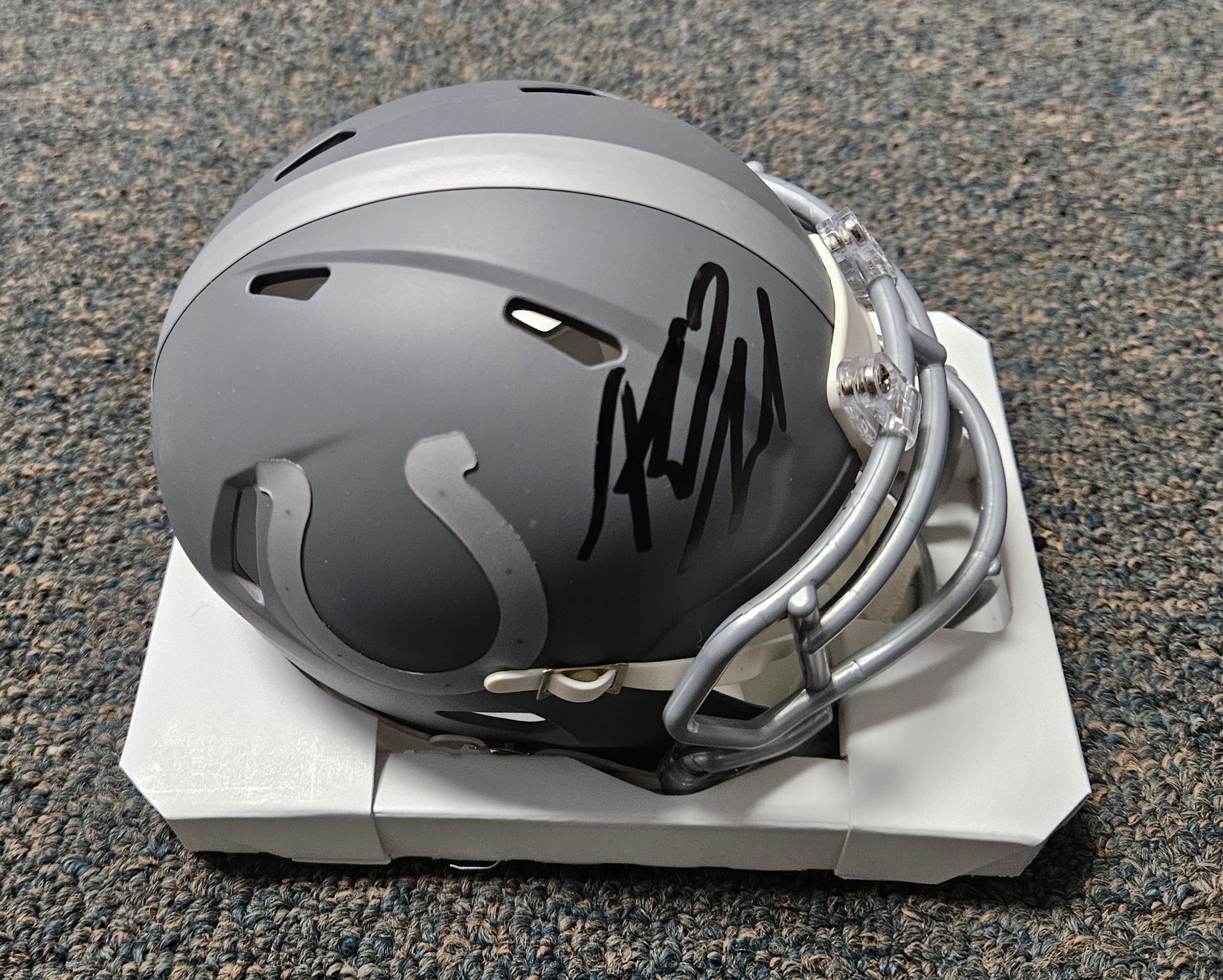Riley Leonard Signed Indianapolis Colts SLATE Speed Mini Helmet JSA WITNESS COA