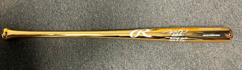Sammy Sosa Chrome Gold Bat Signed/Autographed Stat Inscriptions JSA WITNESS