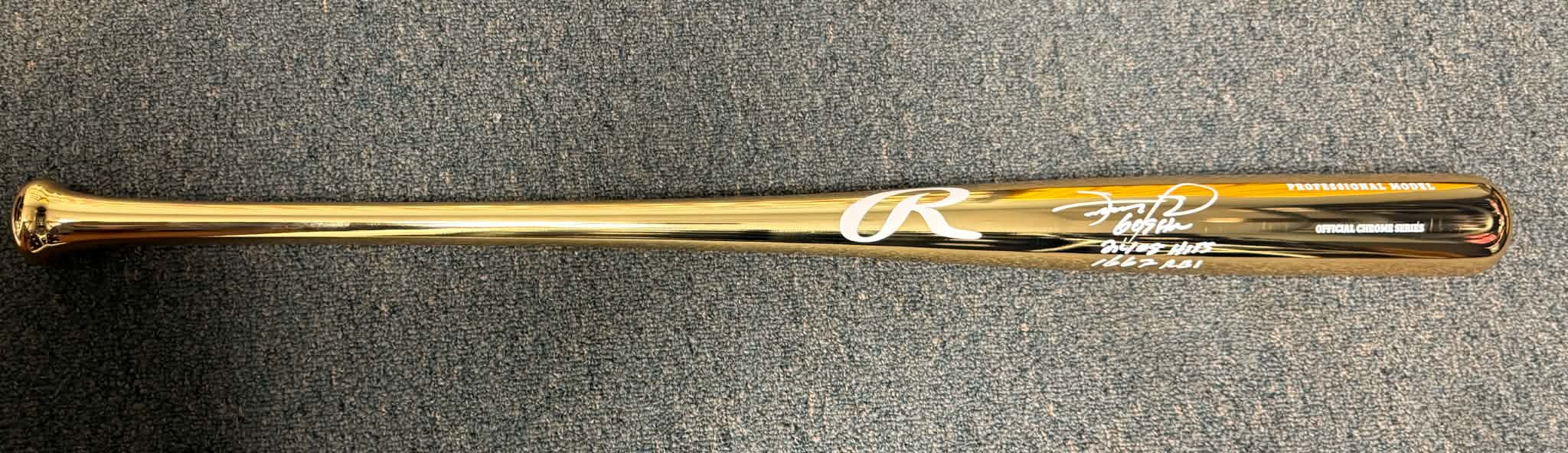Sammy Sosa Chrome Gold Bat Signed/Autographed Stat Inscriptions JSA WITNESS