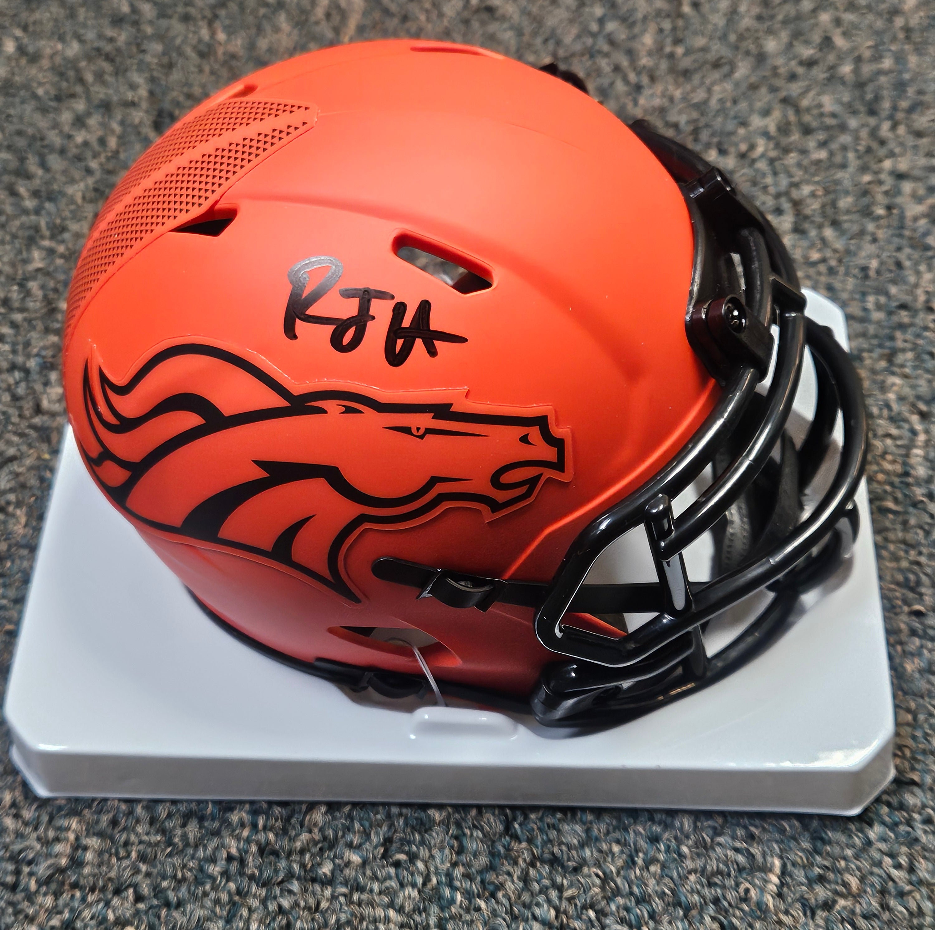 RJ HARVEY SIGNED/AUTOGRAPHED DENVER BRONCOS NEW RAVE MINI JSA WITNESS COA