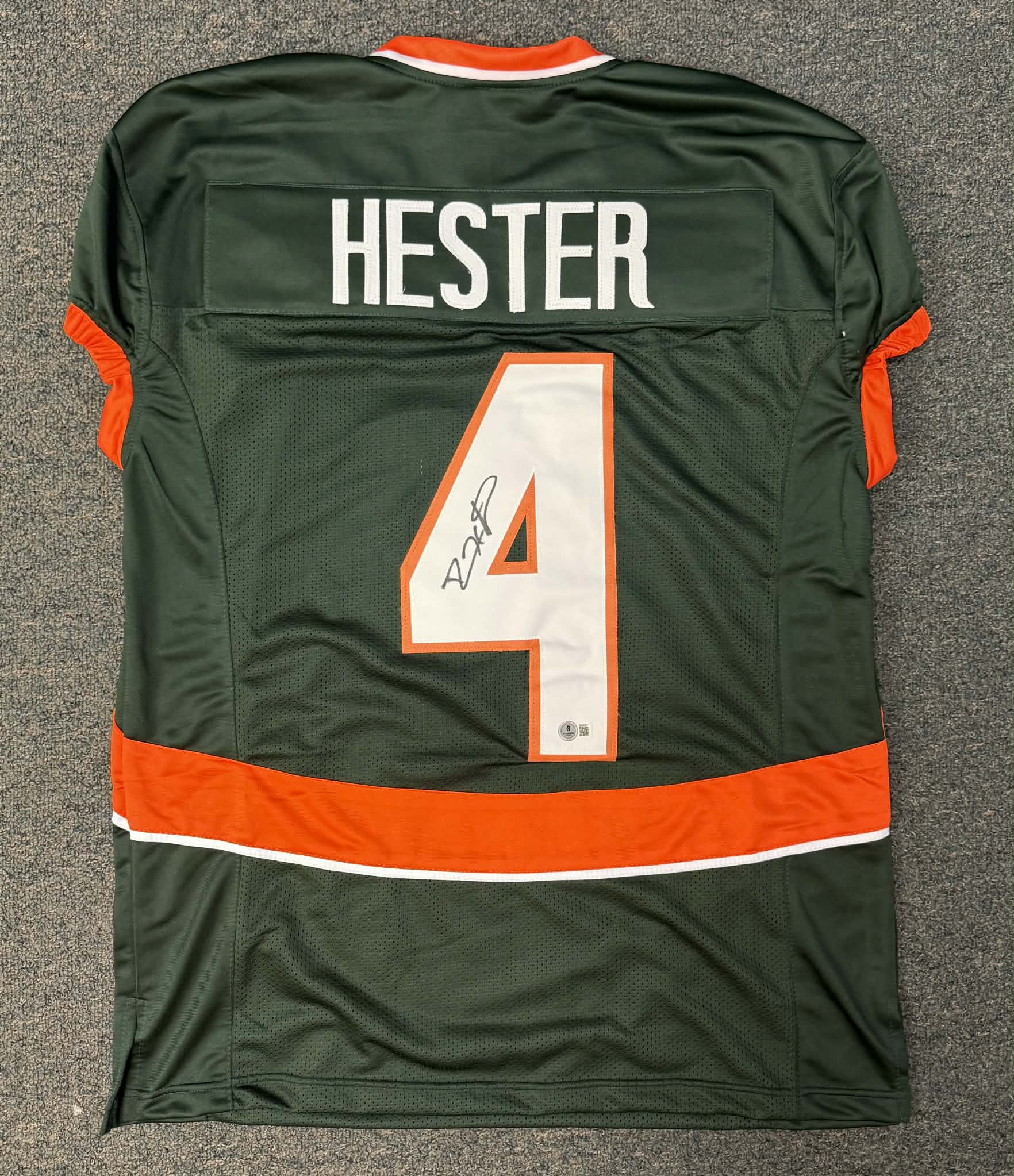Autographed/Signed Devin Hester Miami CUSTOM College Jersey JSA COA GAME CUT!!