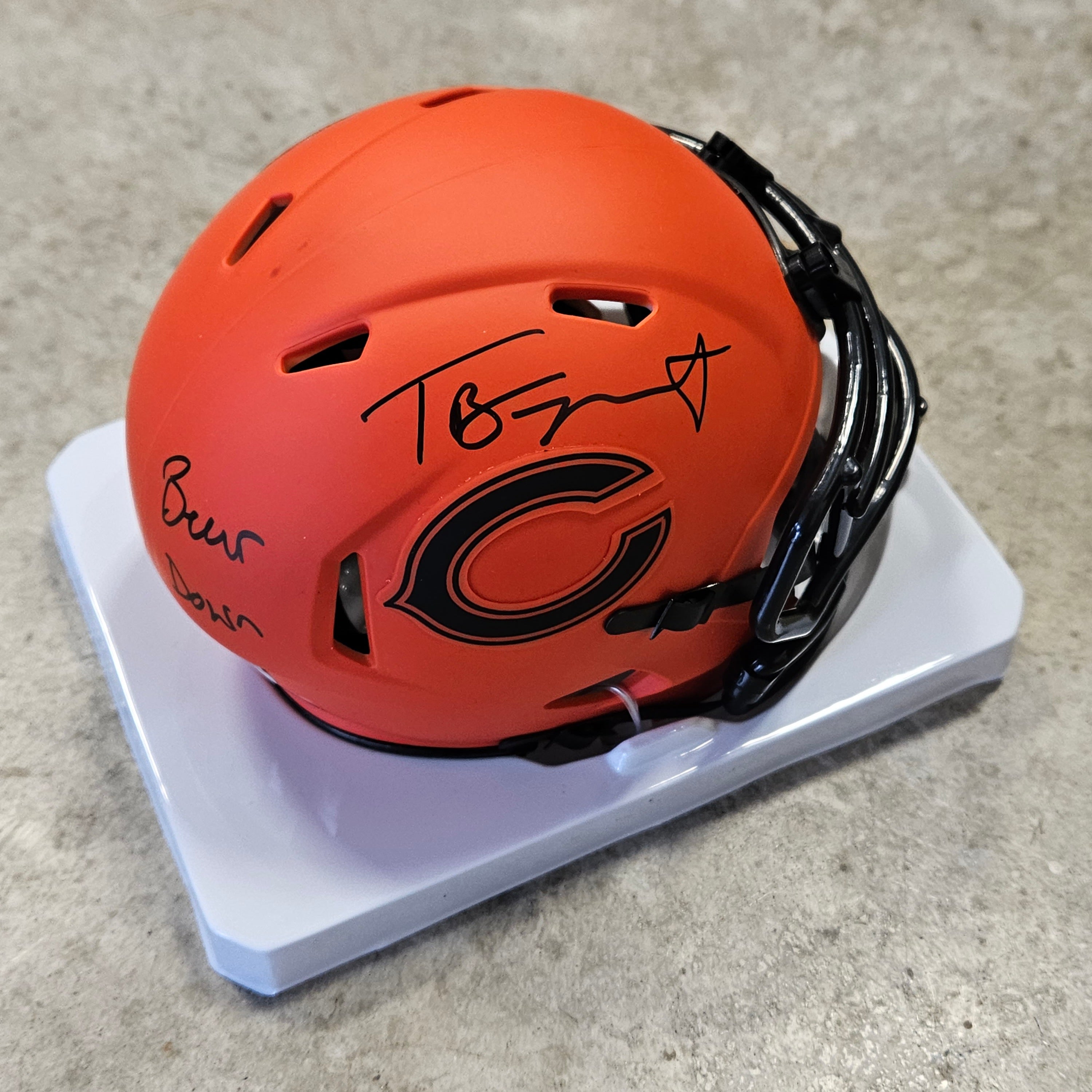 TYSON BAGENT SIGNED/AUTO CHICAGO BEARS RAVE Mini Football Helmet w/BEAR DOWN BAS