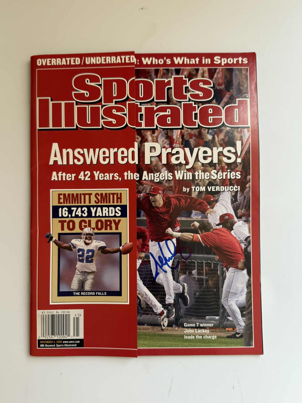 John Lackey Signed Sports Illustrated 11/4/02 No Label Angels Baseball Auto JSA