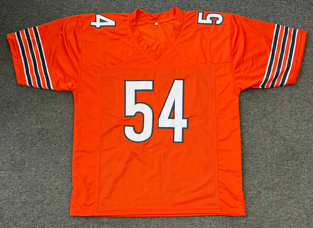 Brian Urlacher Autographed Chicago Custom Orange Football Jersey-BAS XL