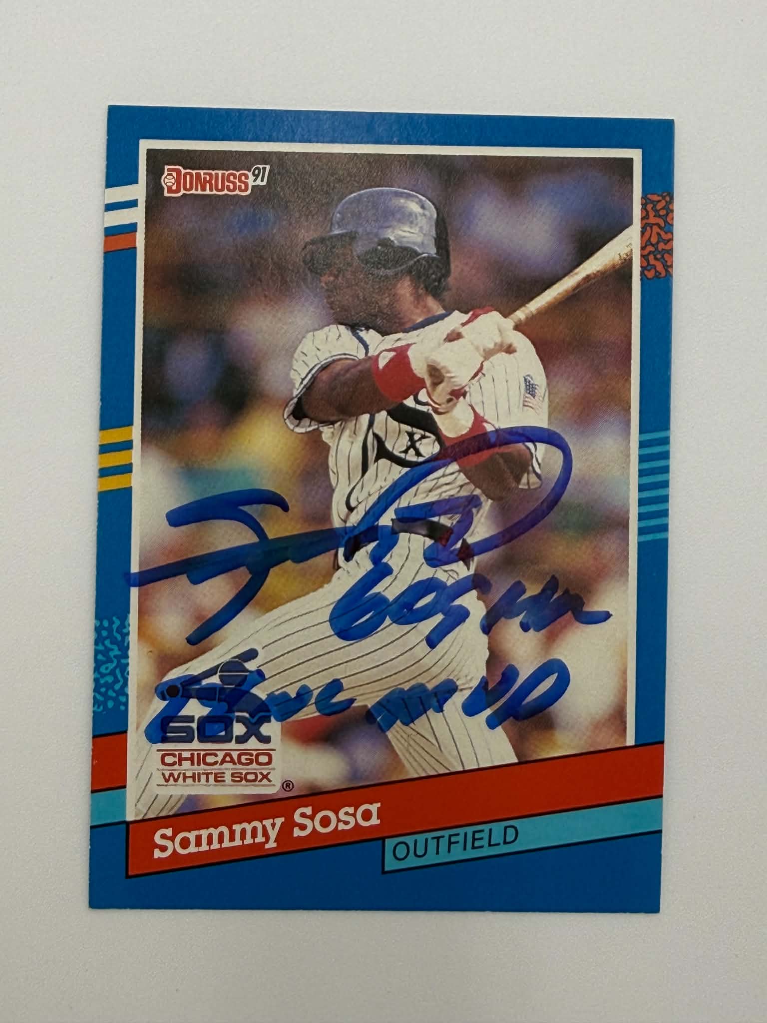 Sammy Sosa Topps 147 White Sox Signed/Autographed Card Dual Inscribed