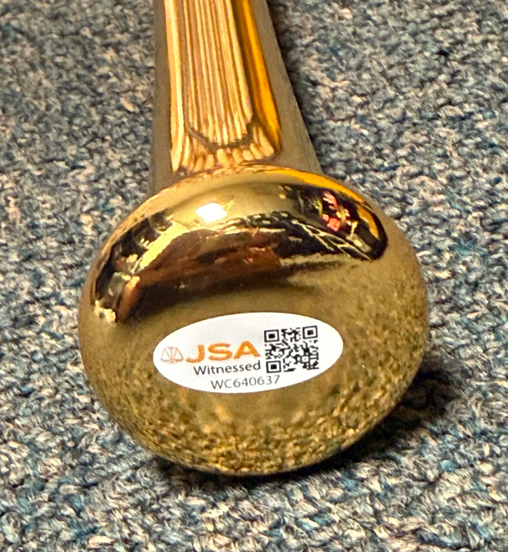 Sammy Sosa Chrome Gold Bat Signed/Autographed Stat Inscriptions JSA WITNESS