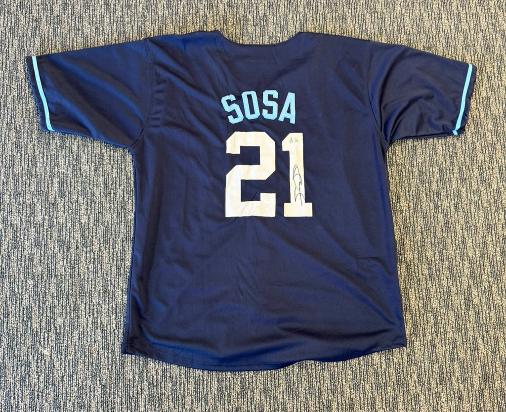 SAMMY SOSA SIGNED AUTO CHICAGO WRIGLEYVILLE CUSTOM JERSEY BECKETT BAS AUTOGRAPHED