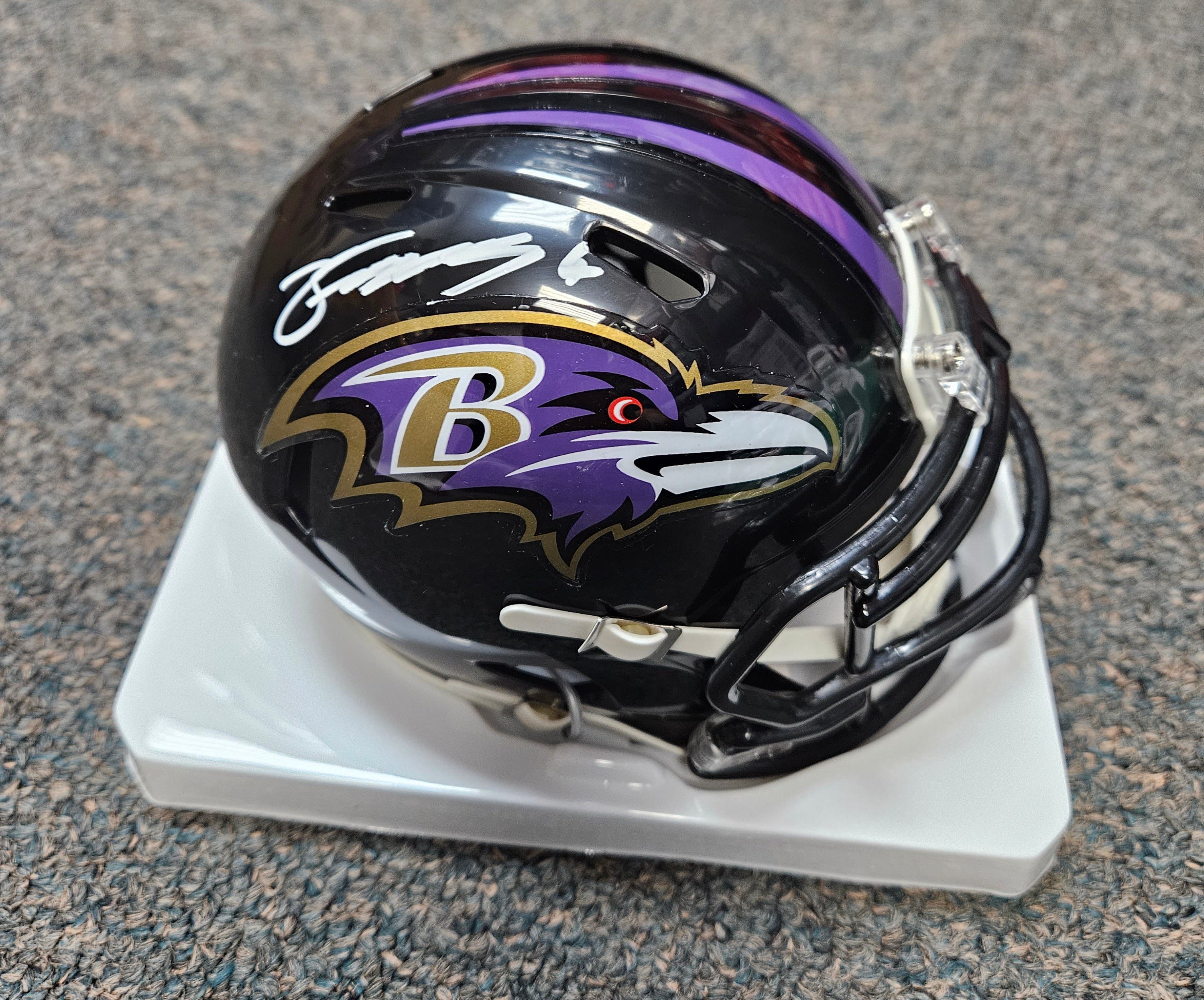 Zay Flowers Autographed Baltimore Ravens Mini Helmet Beckett