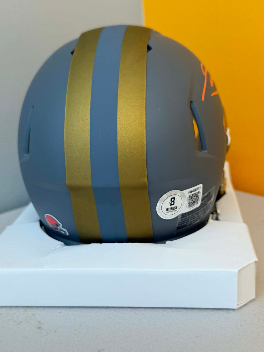 Johnny Manziel Signed Browns Slate Mini Helmet w F**K Cle Beckett W BAS COA