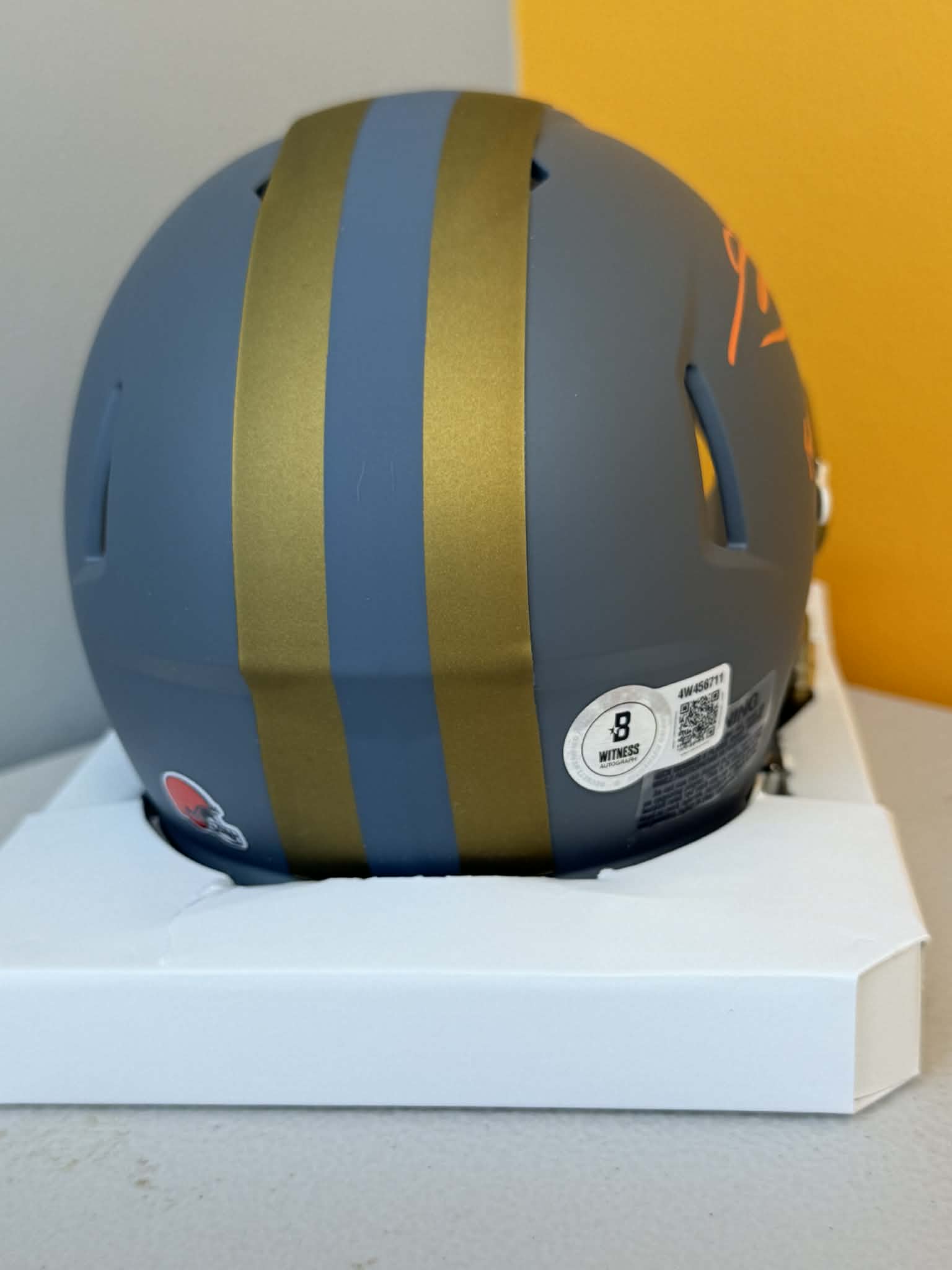 Johnny Manziel Signed Browns Slate Mini Helmet w F**K Cle Beckett W BAS COA