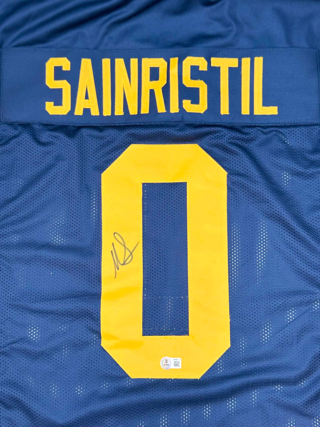 Mike Sainristil Signed Michigan Blue Football Jersey Beckett